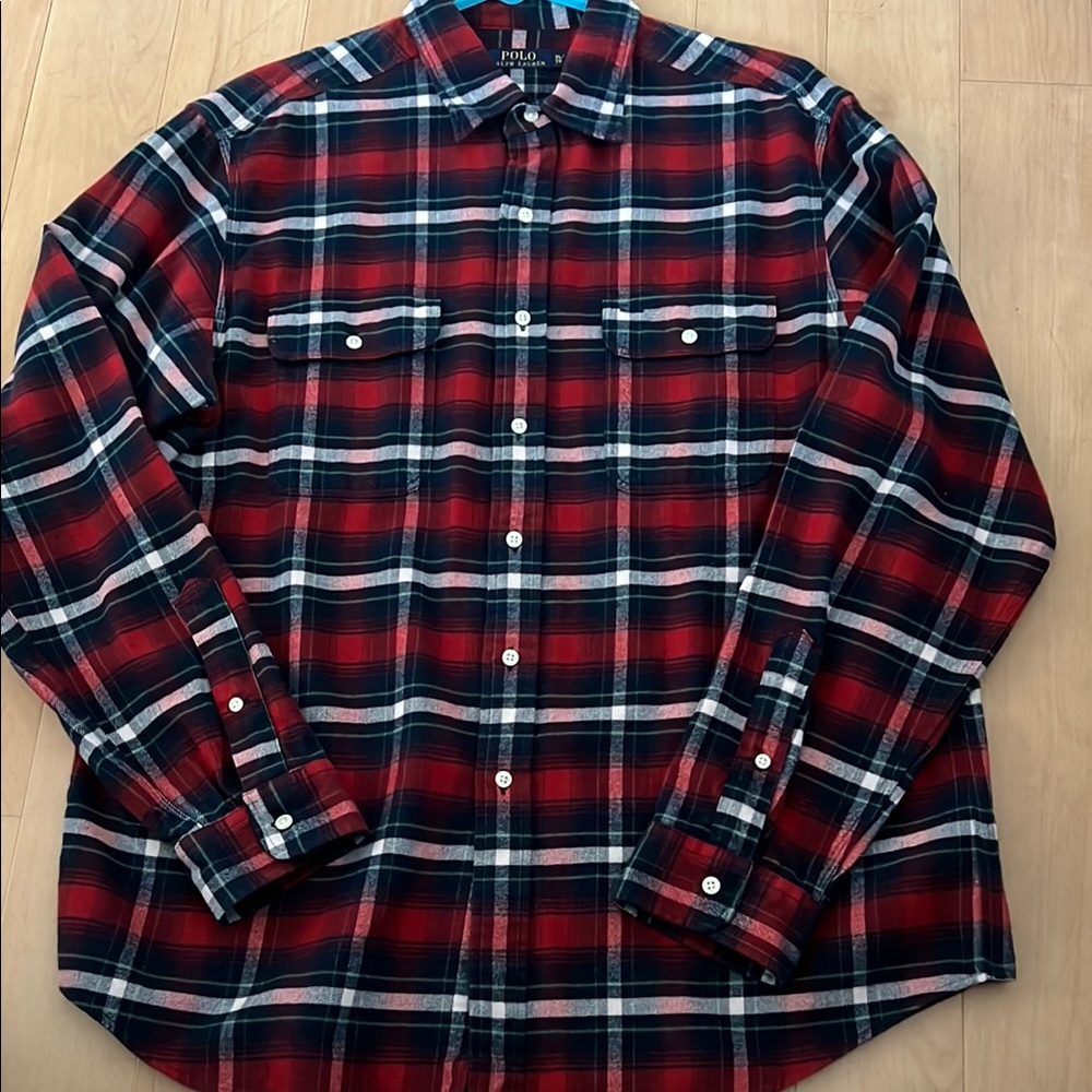 Polo by Ralph Lauren Red and Blue Plaid Casual Shirt - Picture 5 of 12